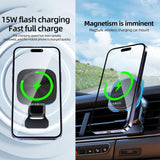 Incarcator Wireless Auto pentru Telefon, Flippy, Statie de Incarcare Magnetica Auto pentru Masina, 15W, 7 x 7 x 6.3 cm, Compatibil cu iOS/Android, Negru - vivimall.ro