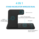 Incarcator Wireless FastCharge Vivimall 4 In 1, design pliabil, 15W, Compatibil Apple Watch, Airpods, iPhone, Android, Samsung, Huawei, Xiaomi, Oppo, Negru - vivimall.ro
