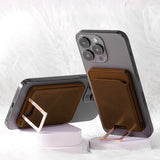 Accesoriu pentru telefon 3 in 1 Flippy, incarcator Wirelles Magsafe, portofel si suport, maro - vivimall.ro