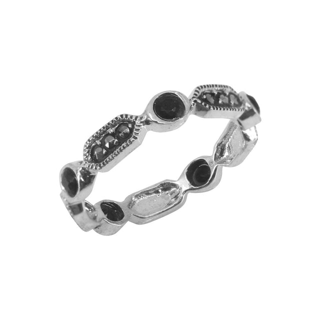 Inel Argint 925 Circular cu Marcasite si Zirconii, Marime 52 - vivimall.ro