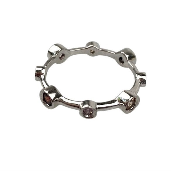 Сребърен пръстен 925, кръгъл с цветни камъни M54 
