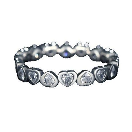 Inel Argint 925 Circular Inimi cu  Pietre M55 - vivimall.ro