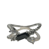 Inel Argint 925 cu Piatra Neagra Dreptunghiulara, M 49 - vivimall.ro