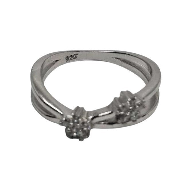 Сребърен пръстен 925, цветя с цирконий M51