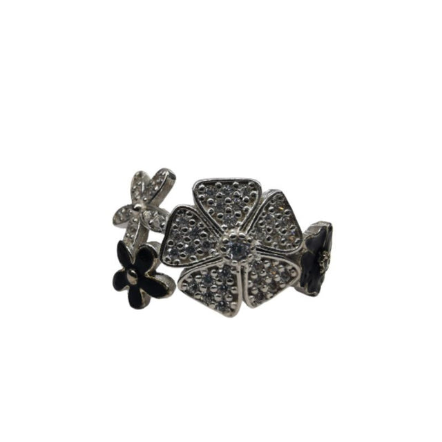 Inel, Jolie Silver, Argint 925 Trifoi cu Email Negru M 52 - vivimall.ro