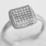 Inel de dama din Argint 925 cu model patrat si zirconii, marimea 53 - vivimall.ro