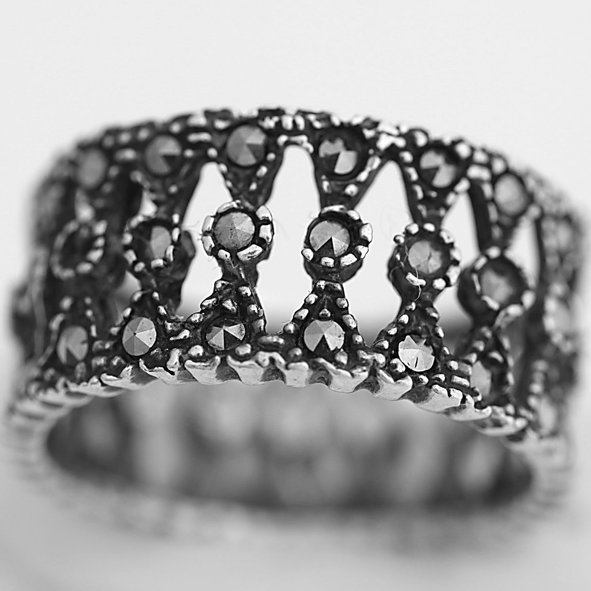 Inel din Argint 925 cu Marcasite, model Fundite, Marime 54