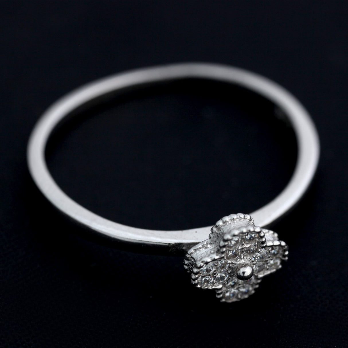 Inel din Argint 925, Trifoi cu Pietre, marimea 60