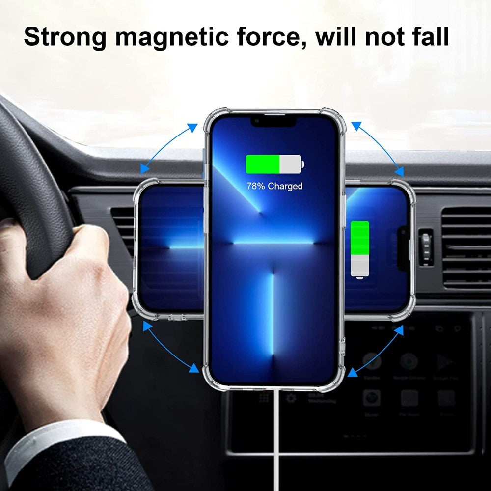 Inel Magnetic incarcare fara fir, montare auto, MagSafe Silicone pentru Apple iPhone 12 / 13 / 14, Rosu - vivimall.ro
