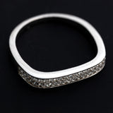 Inel patrat din Argint 925, placat cu rodiu si zirconii, marimea 54