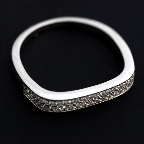 Inel patrat din Argint 925, placat cu rodiu si zirconii, marimea 57