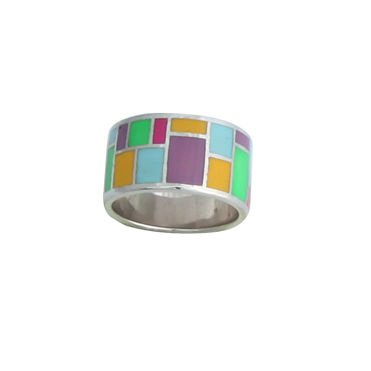 Inel tip verigheta din Argint 925 cu Email, marimea 51 - vivimall.ro