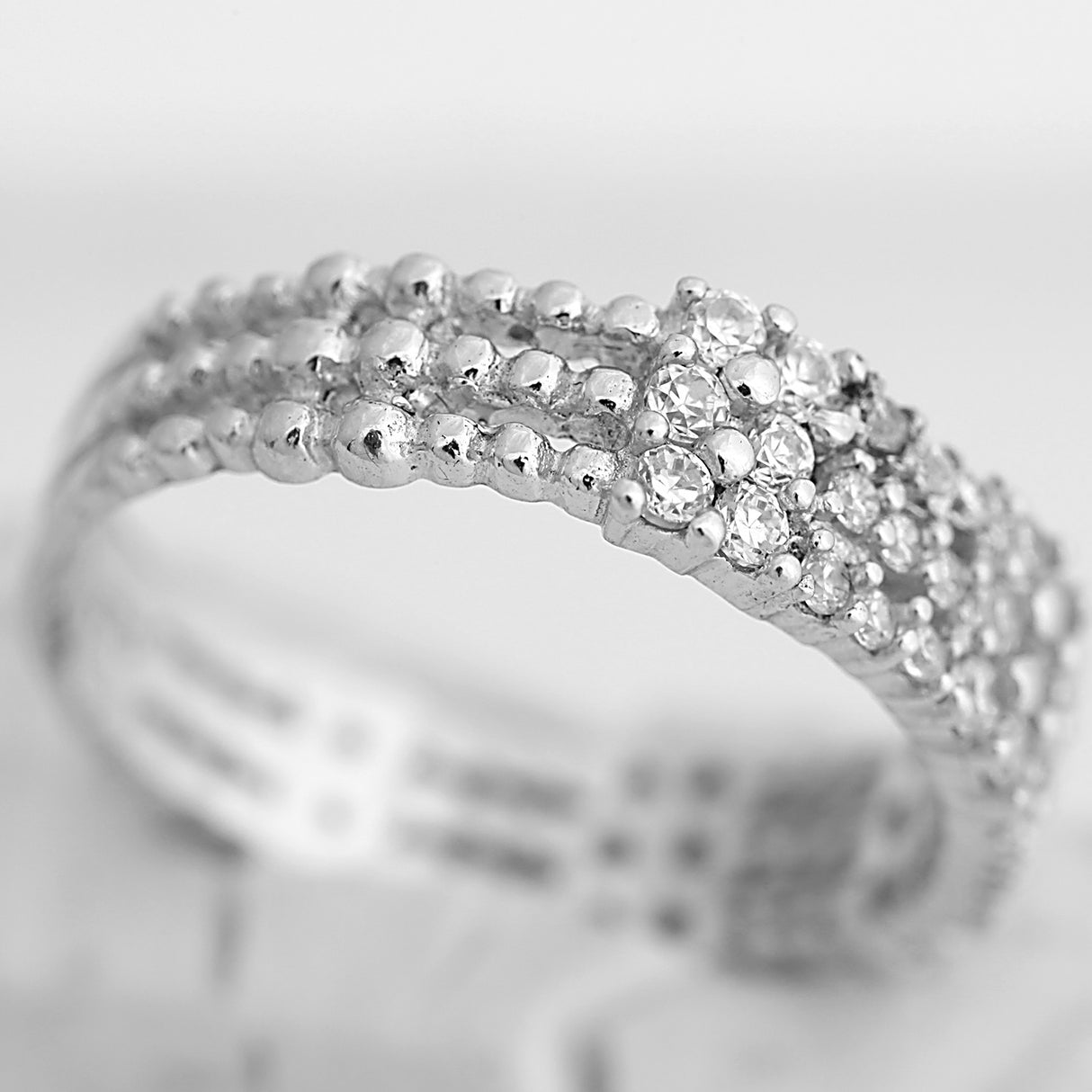 Inel tip verigheta din Argint 925, incrustat cu zirconii, marimea 57