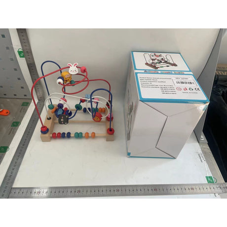 Jucarie din Lemn Montessori, Vivimall, Labirint Motricitate cu Abac si Animalute, Rollercoaster pentru Copii, Educativ, Dezvoltarea Abilitatilor Motorii, Numaratoare, 22.5x22.5x15 cm, Multicolor - vivimall.ro