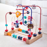 Jucarie din Lemn Montessori, Vivimall, Labirint Motricitate cu Abac si Animalute, Rollercoaster pentru Copii, Educativ, Dezvoltarea Abilitatilor Motorii, Numaratoare, 22.5x22.5x15 cm, Multicolor - vivimall.ro