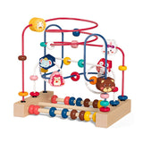 Jucarie din Lemn Montessori, Vivimall, Labirint Motricitate cu Abac si Animalute, Rollercoaster pentru Copii, Educativ, Dezvoltarea Abilitatilor Motorii, Numaratoare, 22.5x22.5x15 cm, Multicolor - vivimall.ro