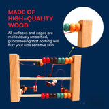 Jucarie din Lemn Montessori, Vivimall, Labirint Motricitate cu Abac si Animalute, Rollercoaster pentru Copii, Educativ, Dezvoltarea Abilitatilor Motorii, Numaratoare, 22x17x15 cm, Multicolor - vivimall.ro