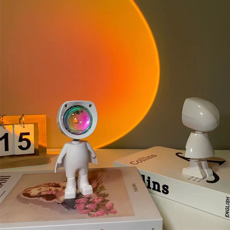 Lampa Led Cu Proiectie Apus De Soare Robotel Cu Cap Magnetic, Inaltime 13 Cm, Pentru Dormitor, Camera Zi, Conectare Pe Usb, Rotire 360 Grade - vivimall.ro