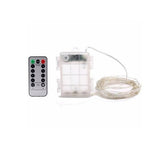 Instalatie de Craciun, Vivimall, Decoratiune de Craciun, 100 Beculete LED, cu Baterii si Telecomanda, cu 8 Functii, Lungime 10 m, Alb rece - vivimall.ro