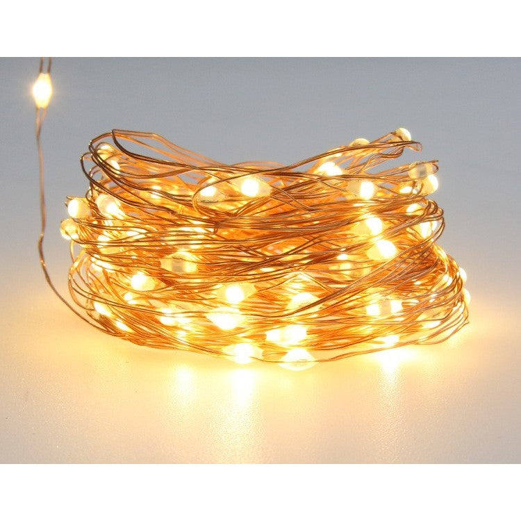 Instalatie Craciun, 100 LED-uri, 12 metri,  pentru exterior cu incarcare solara, alb cald, Vivimall - vivimall.ro