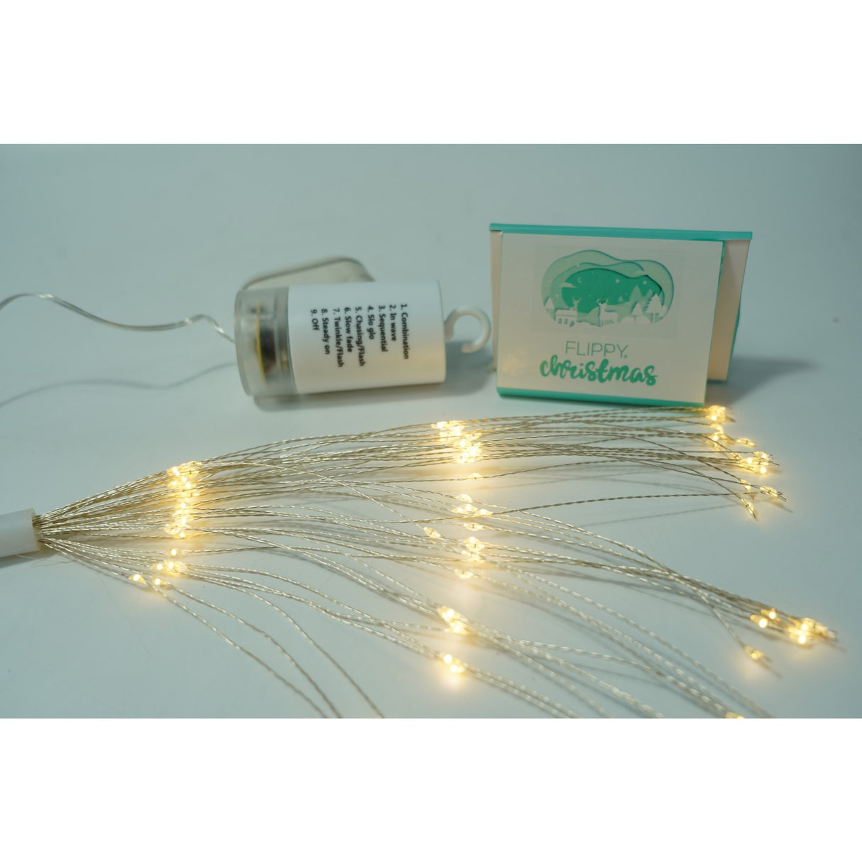 Instalatie Craciun, 120 LED-uri, alb cald, telecomanda 8 functii, cu baterii, explozie fireworks, fir cupru, interior/exterior, Vivimall - vivimall.ro