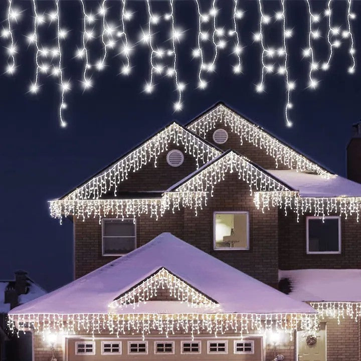 Instalatie Craciun Tip Turturi, 15 M, Ip44, 429 Led-Uri, Rece, 8 Jocuri De Lumini, Interconectabila, Prelungitor 3 M Inclus, Fir Cupru, Interior/Exterior
