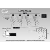 Instalatie Craciun, 18 M, 525 Led-Uri,Franjuri, Alb Cald, Flash, Transformator Cu Telecomanda, Interconectabila, Prelungitor 3 M Inclus, Fir