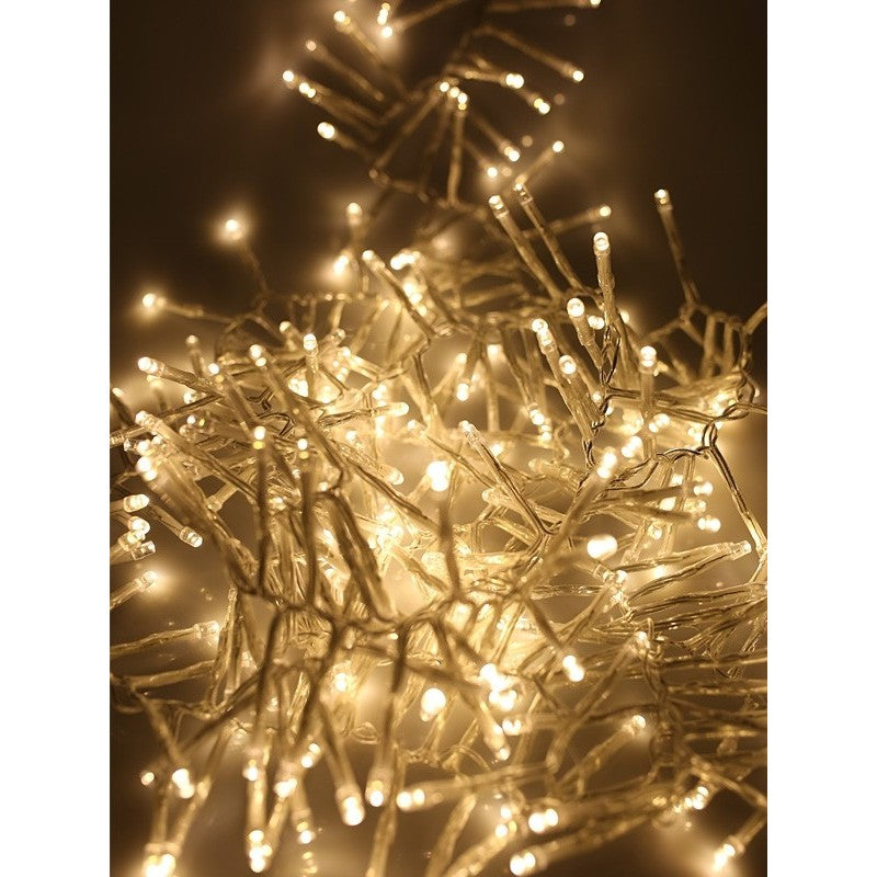 Instalatie Craciun, 190 m, 4560 Led-uri ,Franjuri, Alb cald, Flash, Alimentator, Interconectabila, Prelungitor 6.5 m inclus, Fir Transparent Cauciucat, 220v, Vivimall - vivimall.ro