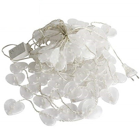 Instalatie Craciun, 2 x 1.5 m, 128 LED-uri, alb-cald, tip perdea, in forma de inima, telecomanda cu 8 functii, Vivimall - vivimall.ro