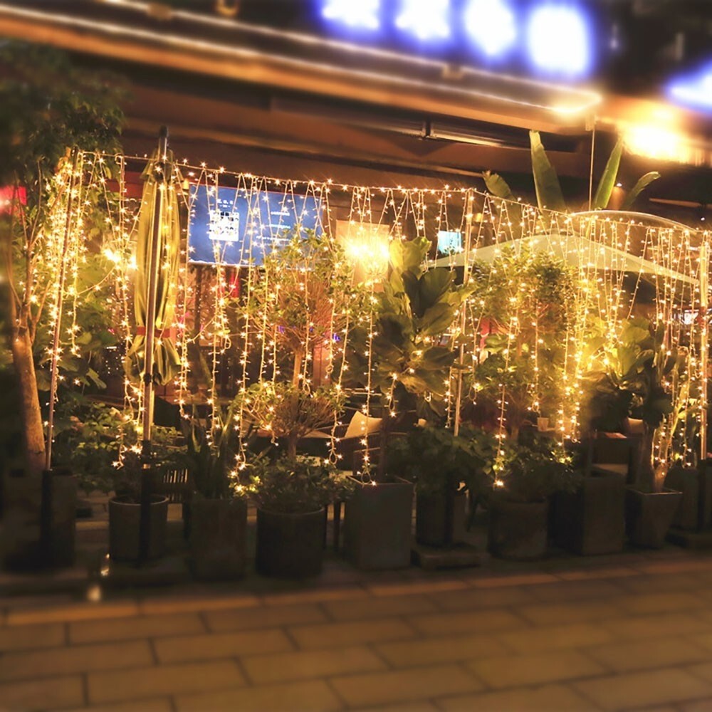 Instalatie Craciun, 225 m, 5400 Led-uri ,Franjuri, Alb cald, Flash, Alimentator, Interconectabila, Prelungitor 6.5 m inclus, Fir Transparent Cauciucat, 220v, Vivimall - vivimall.ro