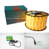 Instalatie Craciun, 24 m, 576 Led-uri ,Furtun Luminos, Alb cald, 8 jocuri de lumini, Transformator, Sectionabila, 220 V, Vivimall - vivimall.ro