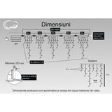 Instalatie Craciun, 25 m, 715 Led-uri ,Franjuri, Alb rece, Flash, Transformator cu telecomanda, Interconectabila, Prelungitor 5 m inclus, Fir Alb, Vivimall - vivimall.ro