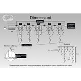 Instalatie Craciun, 25 m, 715 Led-uri ,Franjuri, Albastru, 8 jocuri de lumini, Transformator cu telecomanda, Interconectabila, Prelungitor 3 m inclus, Fir Transparent, Vivimall - vivimall.ro