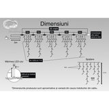 Instalatie Craciun, 25 m, 715 Led-uri ,Franjuri, Multicolor, Flash, Transformator cu telecomanda, Interconectabila, Prelungitor 5 m inclus, Fir Transparent, Vivimall - vivimall.ro
