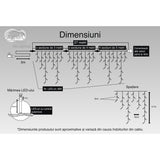 Instalatie Craciun, 27 M, 800 Led-Uri,Franjuri, Alb Cald, Flash, Transformator Cu Telecomanda, Interconectabila, Prelungitor 3 M Inclus, Fir
