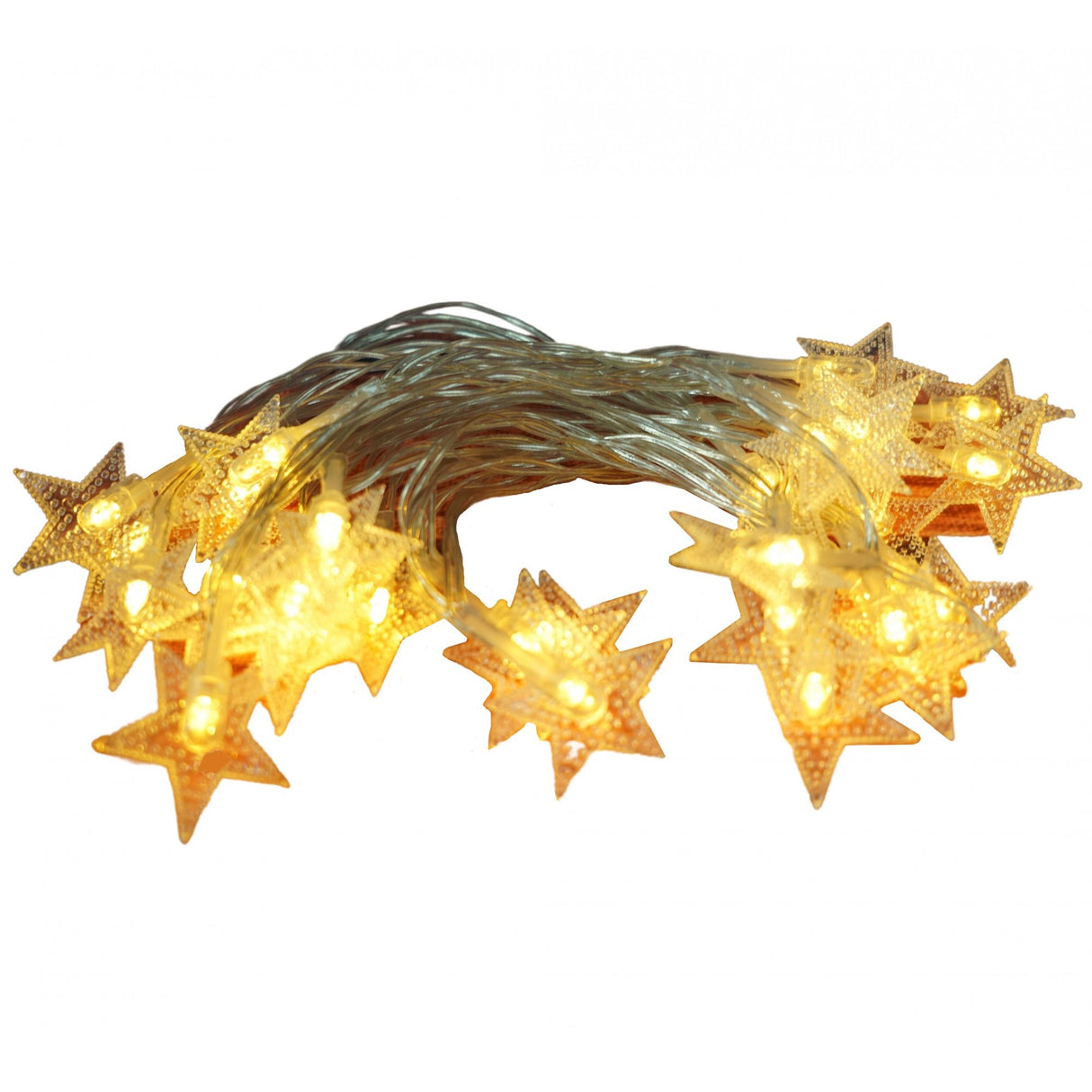 Instalatie Craciun, 3 M,20 de LED-uri, alb-cald, model cu stelute, liniara, cu baterie, interior/exterior, Flippy - vivimall.ro