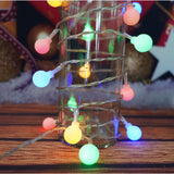 Instalatie Craciun, 3.5 m, 30 de LED-uri, multicolor RGB, model cu bilute, liniara, cu baterie, interior/exterior, Vivimall - vivimall.ro