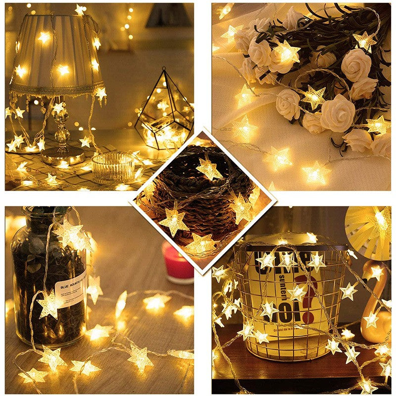 Instalatie Craciun, 3 Metri,20 Led-Uri Cu Ornament Tip Stea, Usb Lung, Fir Cupru, Liniar, Interior/Exterior