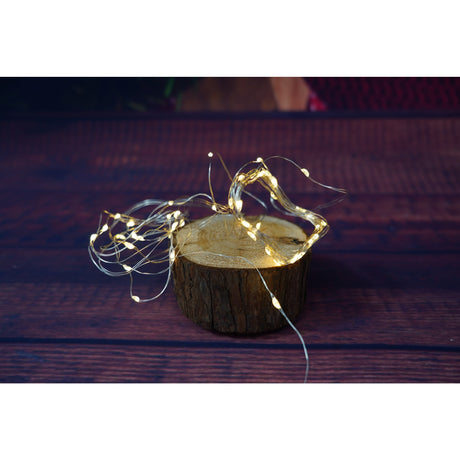 Instalatie Craciun, Liniara, 3 m, Baterii, 30 LED-uri, Alb Cald, Fir Cupru, Interior/Exterior, Vivimall - vivimall.ro