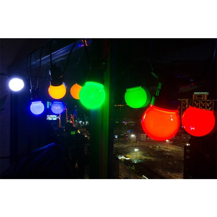 Коледна инсталация, 5 метра, 15 кръгли LED крушки, за външна употреба със зареждане от източник на захранване и дистанционно управление с 8 функции