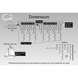 Instalatie Craciun, 39 M, 1133 Led-Uri,Franjuri, Alb Rece, Flash, Transformator, Interconectabila, Prelungitor 3 M Inclus, Fir
