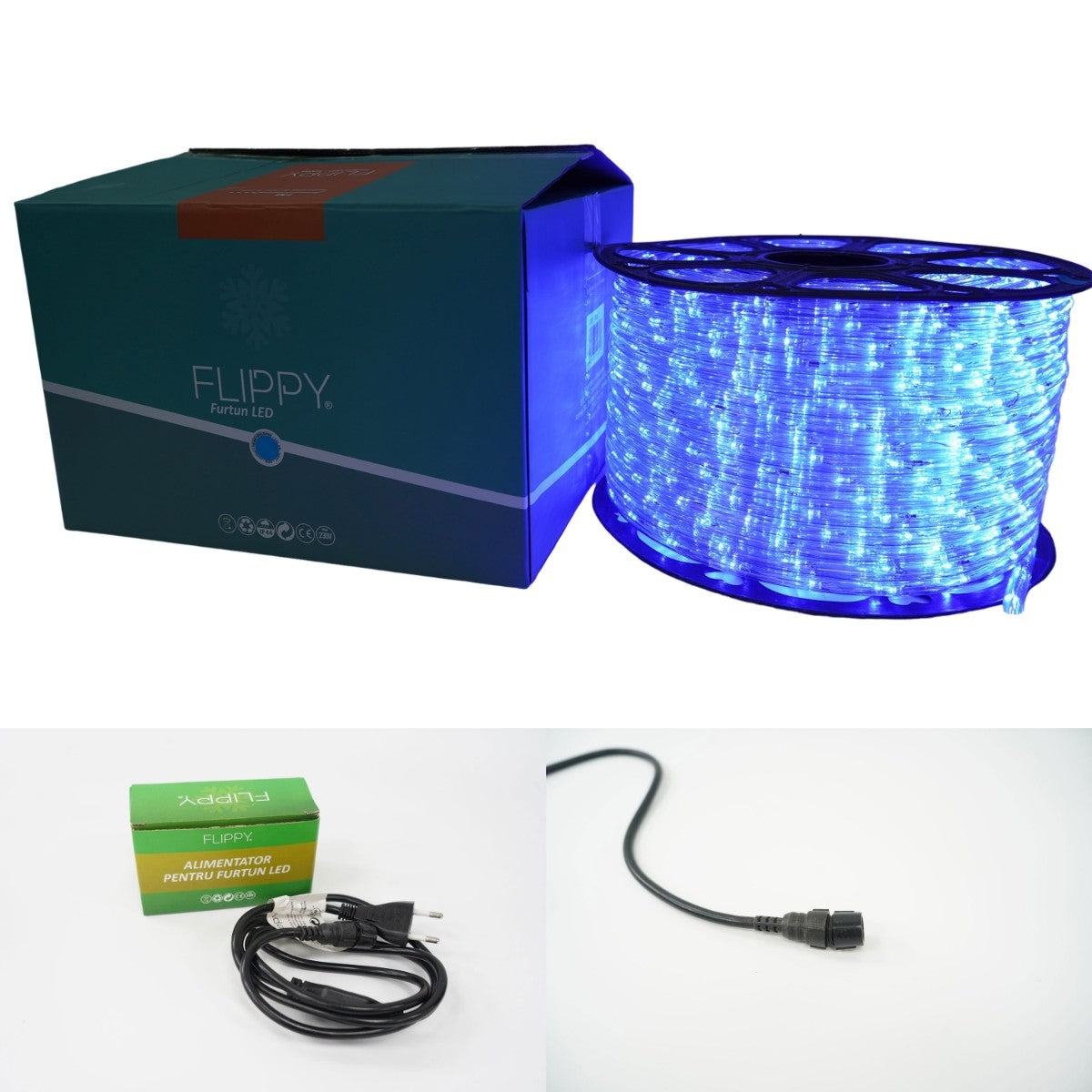 Instalatie Craciun, 48 M, 1152 Led-Uri, Furtun Luminos, Transformator, Sectionabila, 220 V