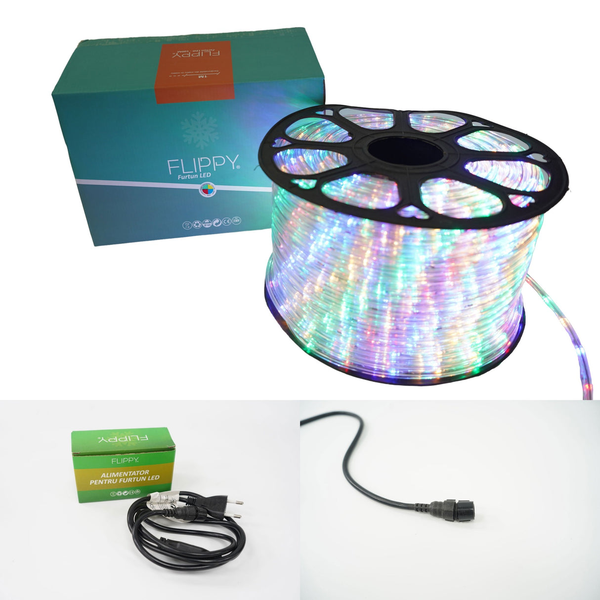 Instalatie Craciun, 48 M, 1152 Led-Uri, Furtun Luminos, Transformator, Sectionabila, 220 V
