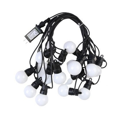 Instalatie Craciun, 5 metri, 10 Becuri LED rotunde, pentru exterior cu incarcare la sursa de curent, Vivimall - vivimall.ro