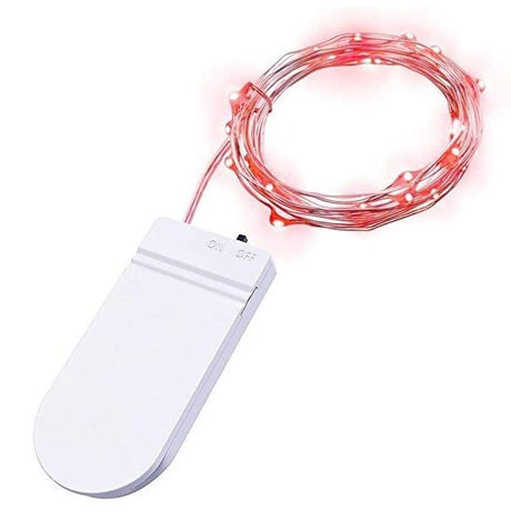 Instalatie Craciun, 5 metri, 50 LED-uri, Rosu, cu baterii, fir cupru, liniar, interior/exterior, Flippy - vivimall.ro
