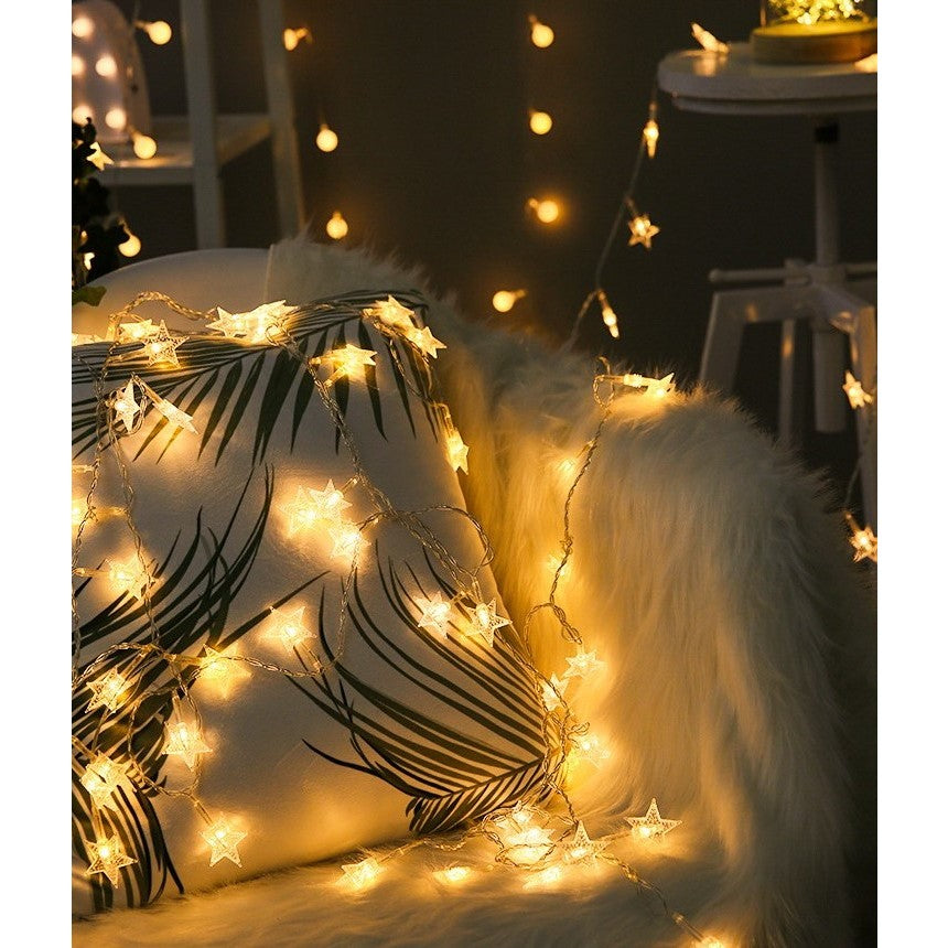Instalatie Craciun, 6 Metri,40 Led-Uri Cu Ornament Tip Stea, Usb Lung, Fir Cupru, Liniar, Interior/Exterior