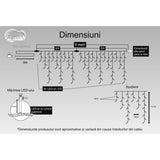 Instalatie Craciun, 9 M, 275 Led-Uri,Franjuri, Alb Cald, Flash, Transformator Cu Telecomanda, Interconectabila, Prelungitor 3 M Inclus, Fir