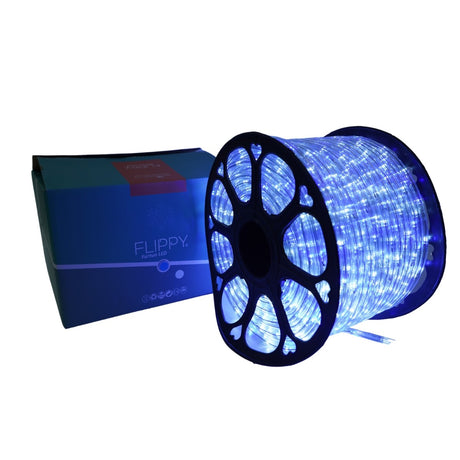 Instalatie Craciun, 94 m, 2256 Led-uri, Furtun Luminos, Alb rece/ Albastru, Transformator, Sectionabila, 220 V, Vivimall - vivimall.ro