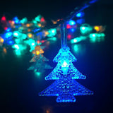 Ghirlanda luminoasa cu bec in forma de brazi, 3 metri, 20 LED-uri, forme din plastic, fir transparent, multicolora - vivimall.ro