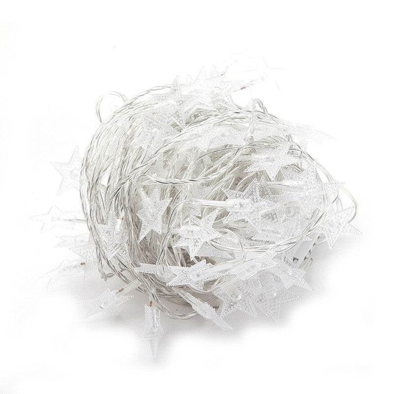 Instalatie Craciun cu baterii, 10 metri, 80 LED-uri tip Stea, fir Transparent, Multicolor, Vivimall - vivimall.ro